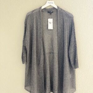 Eileen Fisher Women's Size M Ash Gray Twisted Linen Delave Straight Cardigan NEW